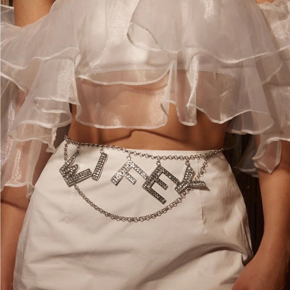 WIFEY Silver Layered Belt